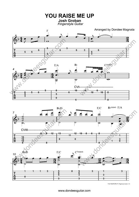 You Raise Me Up Fingerstyle Tabs | DondeesGuitar.com