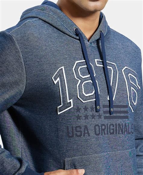 Buy Super Combed Cotton Rich Hoodie Sweatshirt with Ribbed Cuffs - Navy ...