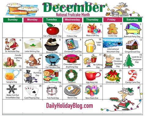Calendar Of Holidays In December | National holiday calendar, Holiday ...