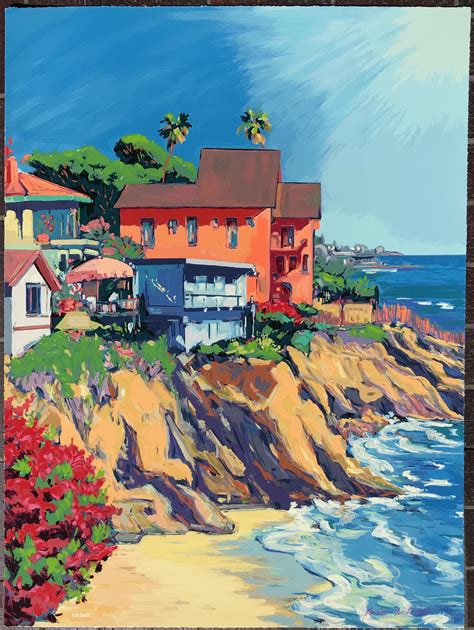 Maria Bertrán - "Woods Cove" Contemporary Impressionist Serigraph of Laguna Beach For Sale at ...