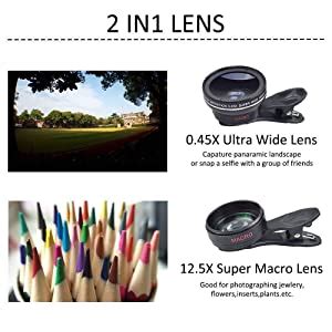TYROCX Mobile Camera Lens, 0.45X mm Super Wide Angle Lens, 15X Macro ...