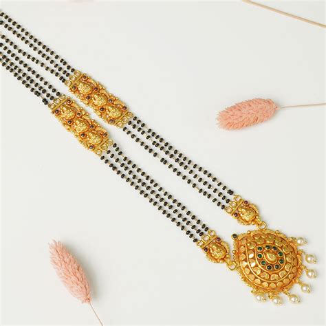 Gold Plated Pure 925 Silver Mangalsutra | Long Mangalsutra Design ...