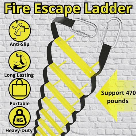 Permanent Fire Escape Ladder Two-Story 13ft Home Safety