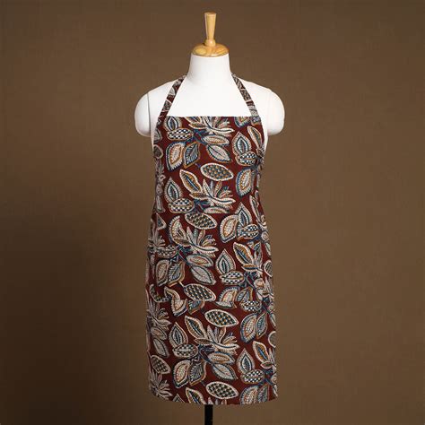 Buy Brown Kalamkari Block Print Cotton Apron with Pocket – iTokri आई.टोकरी