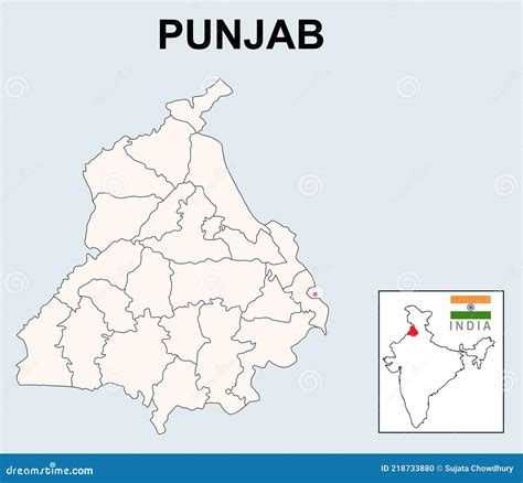 Punjab Map. Political and Administrative Map of Punjab with Districts ...