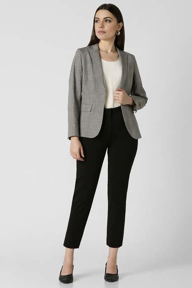 Buy Women Grey Check Blazer Online - 39680642 | Van Heusen