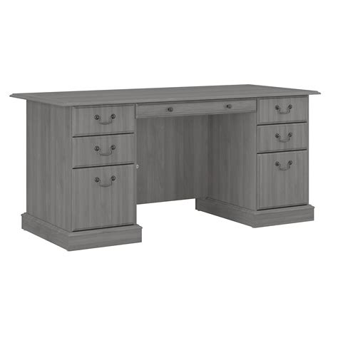 Bush Furniture Saratoga Executive Desk with Drawers, Gray - Walmart.com ...