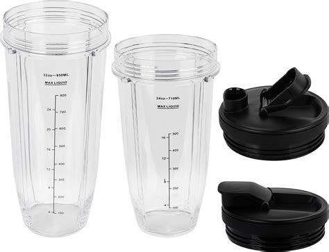 Amazon.com: Ninja Blender Replacement Kit, 24 oz Cups+32 oz Cups with Travel Lids, Compatible ...