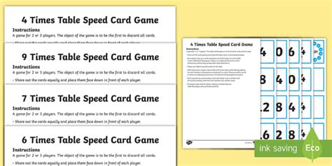 4, 6, 7, 9 Times Table Speed Game Activity - 4, 6, 7, 9 Times Table ...