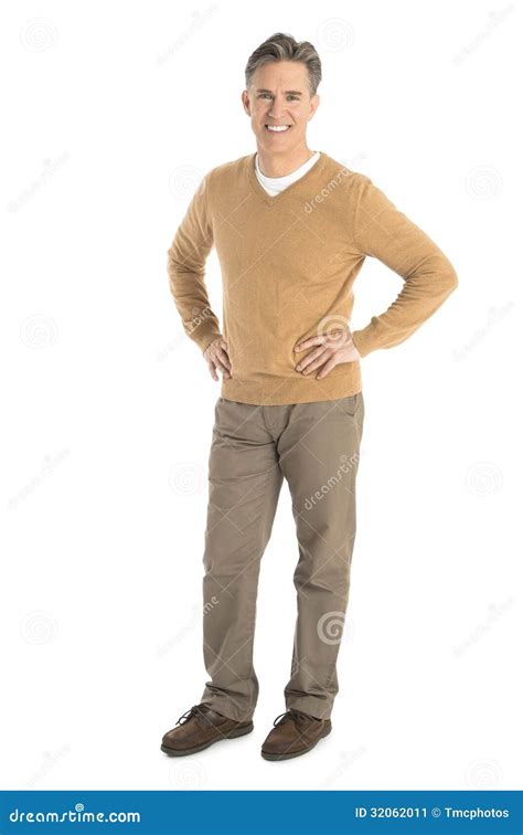 Portrait of Happy Man Standing with Hand on Hips Stock Image - Image of ...