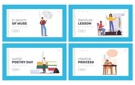 Creative Process Landing Page Template Set Schriftsteller oder Dichter ...