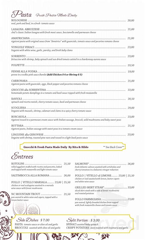 Dolce Osteria menus in Charlotte, North Carolina, United States