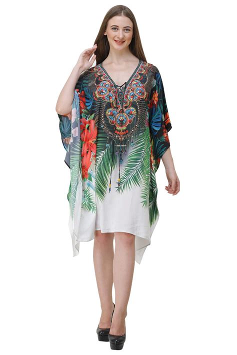Buy RAVI RAJORIA Women's Georgette Digital Printed Kaftan Beach wear ...