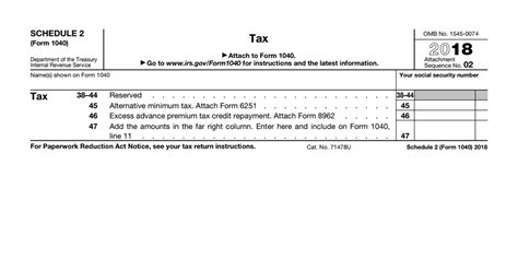 IRS Form 1040 Schedule 2 (2018) - Additional Taxes