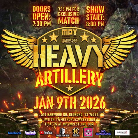 MPX presents Heavy Artillery, 510 Harwood Rd, Bedford, TX, United ...