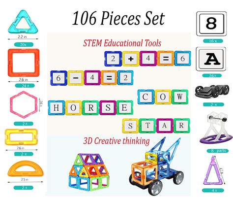 dreambuilderToy 106 PCS Magnetic Tiles Set, STEM India | Ubuy