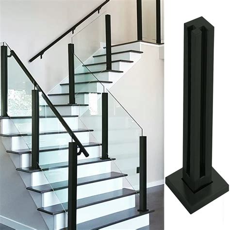 Buy Staircase Square Glass Balustrade Post Clamp, Black Heavy Duty ...