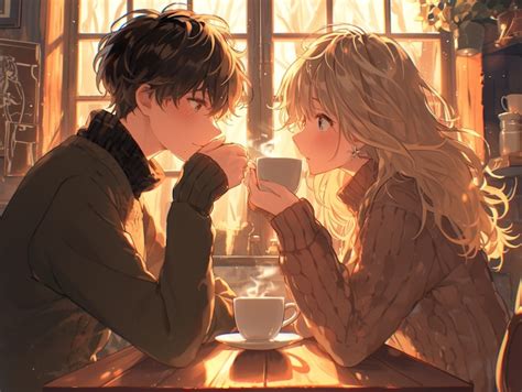Anime cafe couple Images - Free Download on Freepik