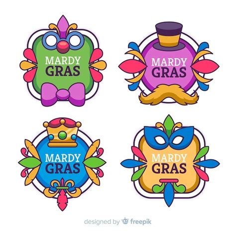 Mardi gras carnival badge collection | Free Vector