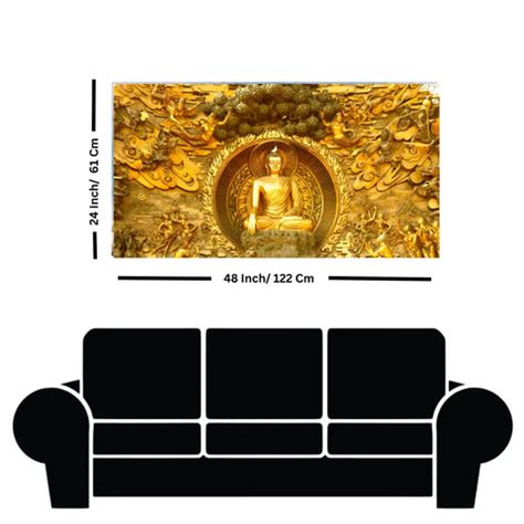 Canvas Print Wall Painting of Golden Gautam Buddha – ClassyArtZ.com