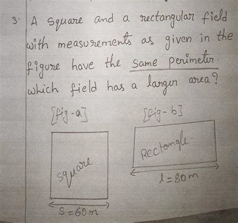 a Square and a rectangular field with measurements as given in the ...