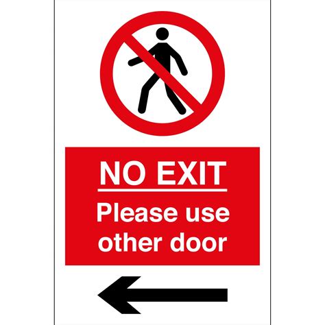 No Exit Please Use Other Door Arrow Left Sign - from Key Signs UK