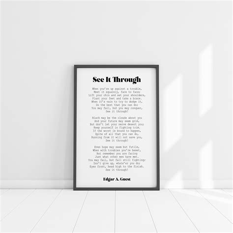 Edgar Guest Poem See It Through Poem Art Print Home Office - Etsy Israel