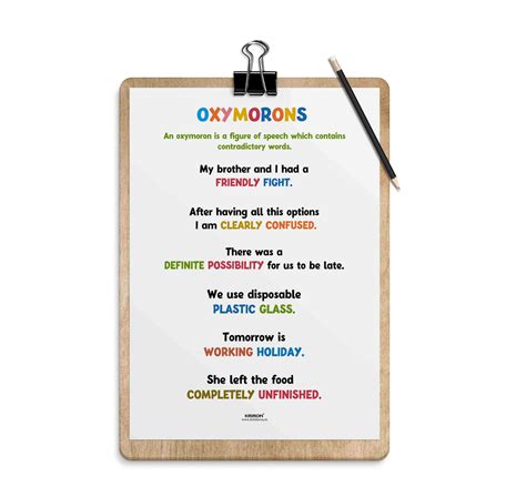 Funny Oxymoron Part 4, Educational English Poster, Kids Room Decor, Cl ...