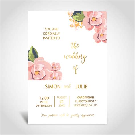 Floral Wedding Invitation Card with Gold Foiling - CFI301
