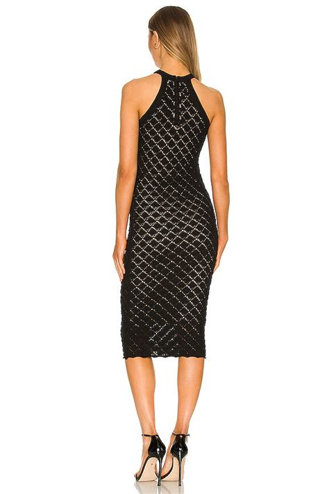 Alice + Olivia Lulu Halter Neck Midi Dress in Black | REVOLVE
