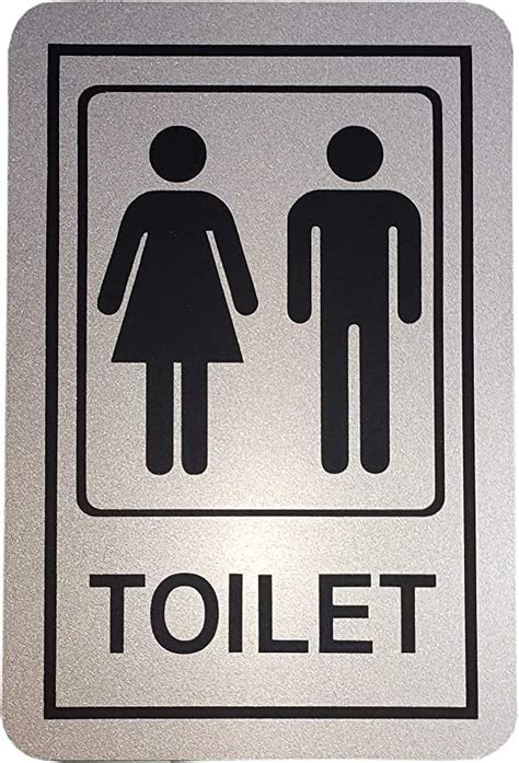 Toilet Name Plate Signage Board self Adhesive Stainless Steel (Silver ...