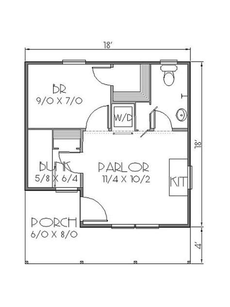 Cottage Style House Plan - 2 Beds 1 Baths 300 Sq/Ft Plan #423-45 ...