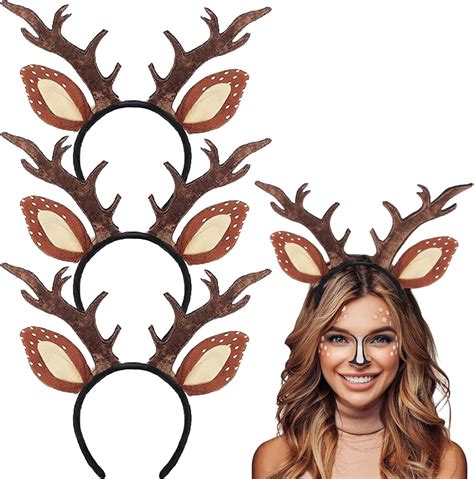 Yssreey 4 Pack Deer Antler Headbands Deer Costume Women's Fawn Horn ...