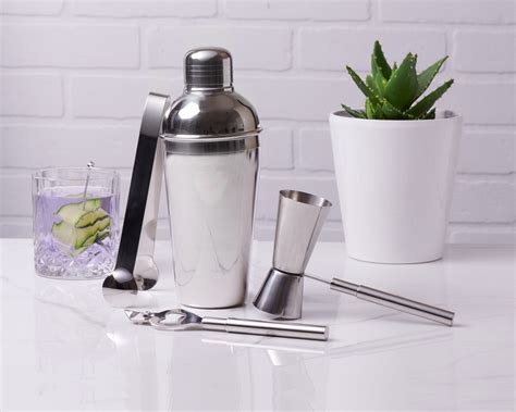 Prep & Savour 4 Piece Bar Tool Gift Set Stainless Steel Cocktail Making ...