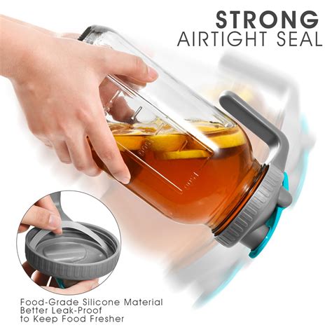 Glass Pitcher with Lid, 2 Quart(64oz) Mason Jar Pitcher with Pour Spout ...