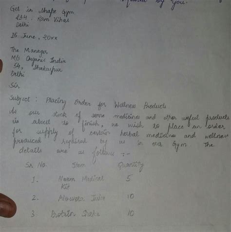 Letter of placing an order for herbal medicines and wellness products ...