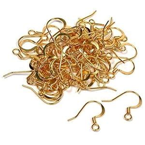 60 Earring Wires Yellow Gold Plated Fish Hook 22 Gauge : Amazon.in ...