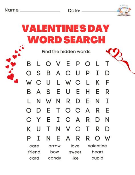 Valentine's Day Word Search - Academy Worksheets