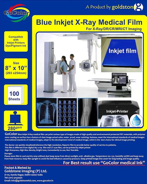 GoColor Inkjet Medical Blue Film for X Ray imaging/Waterproof Film/SIZE ...
