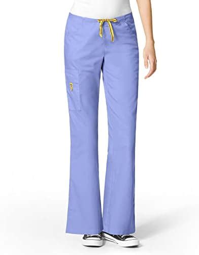 WonderWink Women's Scrubs Romeo 6 Pocket Flare Leg Pant, Ceil Blue, 3X ...
