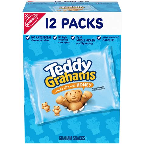 Teddy Grahams Honey Kid's Bear Shaped Snack Packs, 12 Pouches - Walmart.com