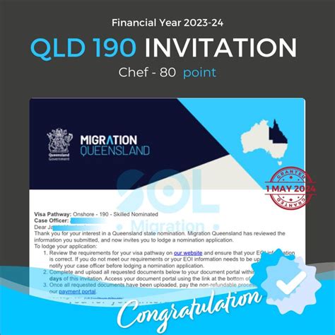 [Financial Year 2023/2024] QLD 190 - SOL Migration - migration queensland invitation round