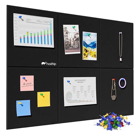 HASTHIP® 6Pcs Felt Bulletin Board, 11.8x11.8inch Self-Adhesive Wall Bo ...