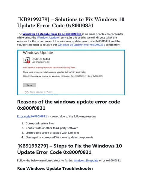 Image result for How to Fix Error Code 0X800f0831
