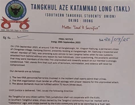 Tangkhul Aze Katamnao Long (TAKL): Final Notice ~ KHALVONTAWI - Voice ...