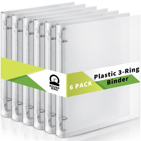 Amazon.com : Crtiin 6 Pack Plastic 3 Ring Binder Clear 3 Holes Binder ...