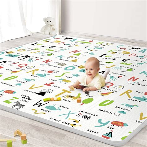 Amazon.com : Baby Play Mat 79" X 71",Reversible Waterproof Foldable ...