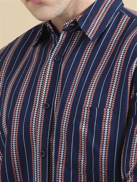 Buy spread collar Striped Shirt Mens Full Sleeve Online