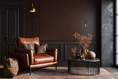 Bright Brown and Black Wall Colour Combination for Living Room with ...