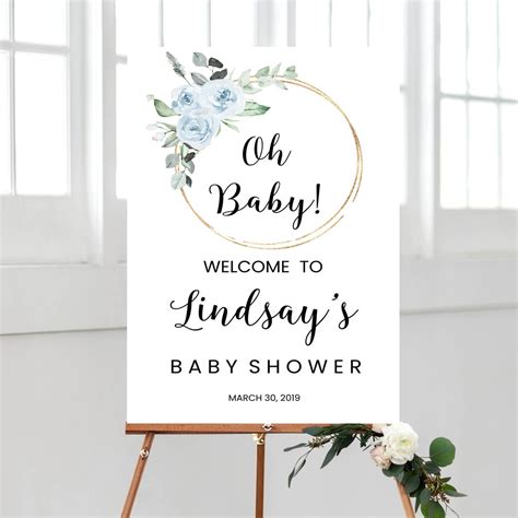 Baby Shower Welcome Sign Bloom Blue Baby Shower Decoration - Etsy